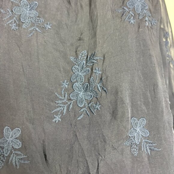 Women's Halter Blouse Large Silk Blend Navy Embroidered Boho Made in Italy - Picture 6 of 8